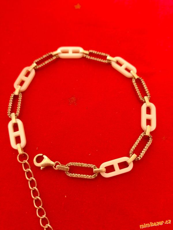 Stříbrný náramek s keramikou a zirkony