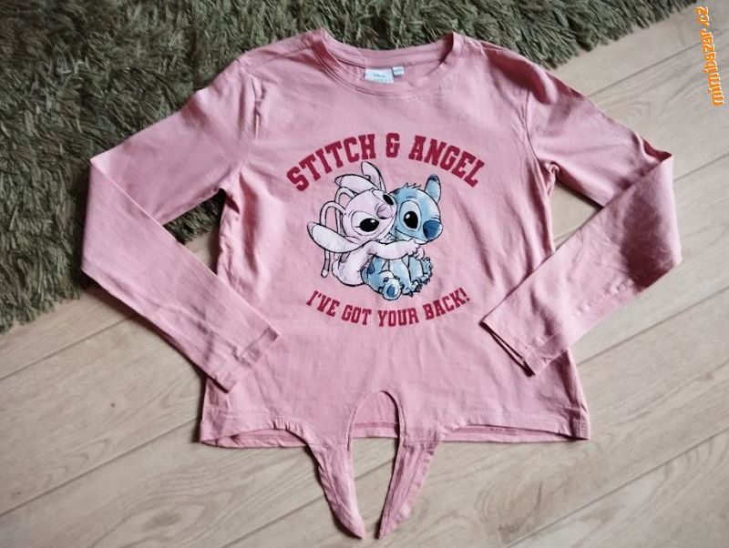 Růžové triko vel.146/152 Stitch&Angel Disney