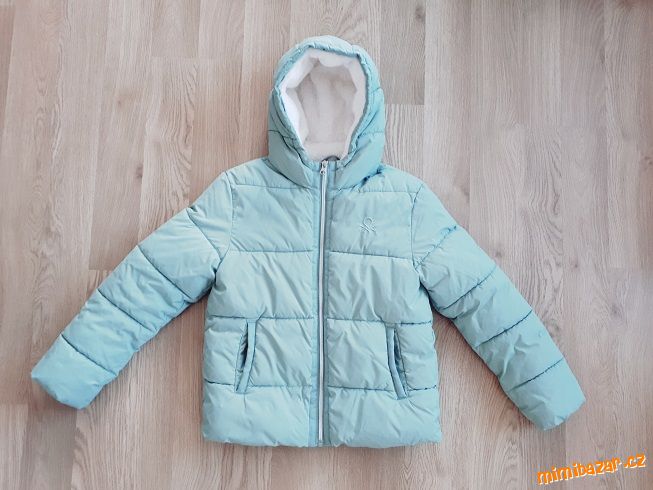 VATOVANÁ BUNDA S KOŽÍŠKEM • BENETTON vel. 150