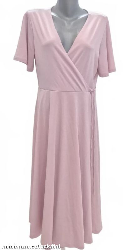 Růžové zavinovací midi šaty H&M