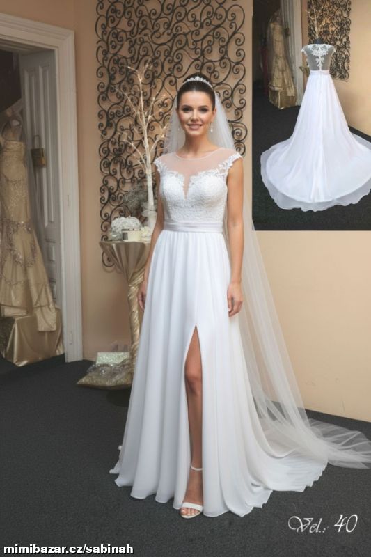 SVATEBNÍ ŠATY S VLEČKOU vel.42
