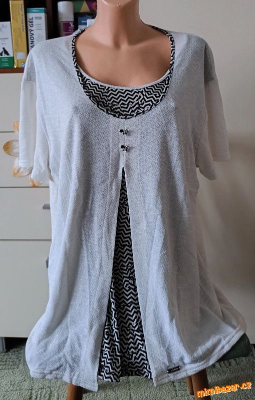 Svetřík s krátkým rukávem stříbrná nitka 2v1