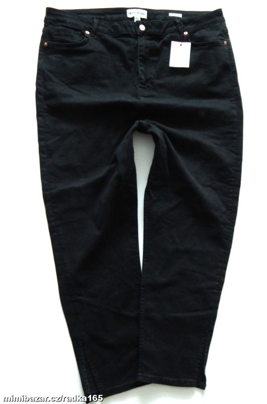 Pružné černé rifle SKINNY s rozparky vel.52/54