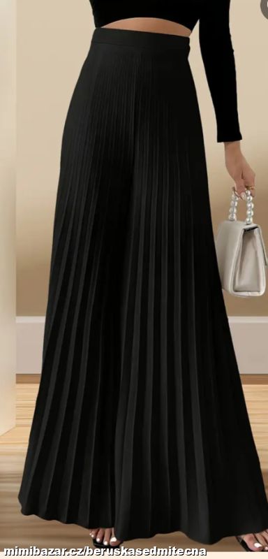 ~K01 Černé plisované kalhoty