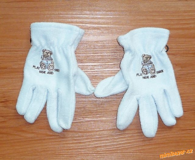 Fleecové rukavice s medvídkem, vel. 110-122