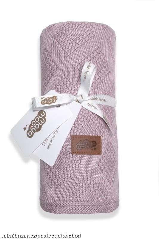 Dětská pletená deka 100% bambus, pudrově růžová