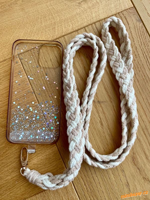 Crossbody poutko - béžové se zlatou nitkou