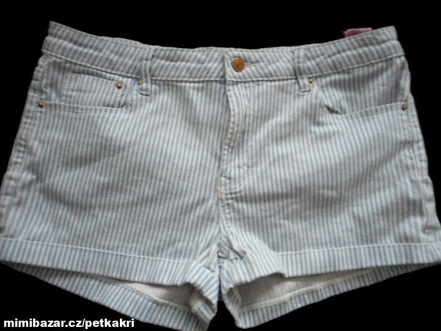 modro bílé proužkaté džínové kratasy uk 12