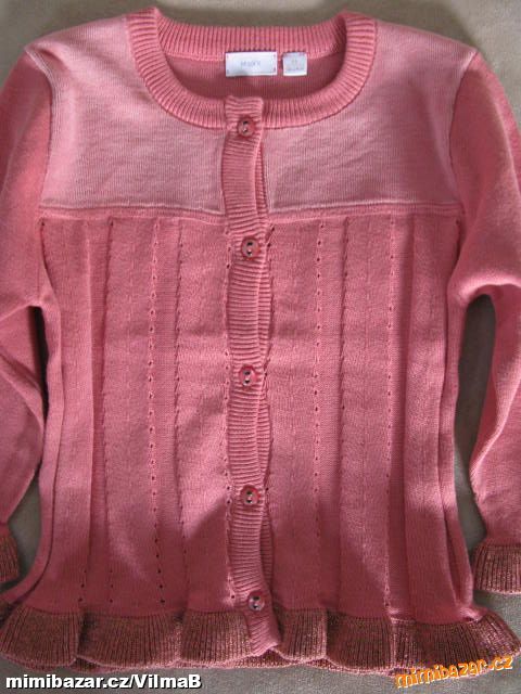 Nádherný ruffle růžový svetr vel. 86-92