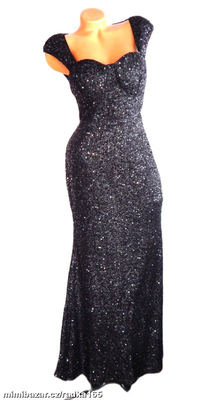 Luxusní třpyt maxi šaty s měkoučkými flitry vel.44