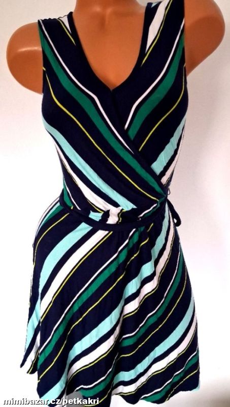 proužkaté letní šaty s páskem vel XS