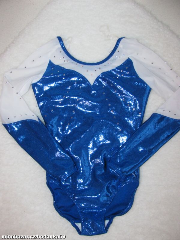 Dívčí modrobílý sportovní gymnastický dres
