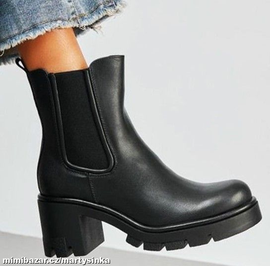 Dámské nízké kozačky / chelsea boots černé/hnědé A