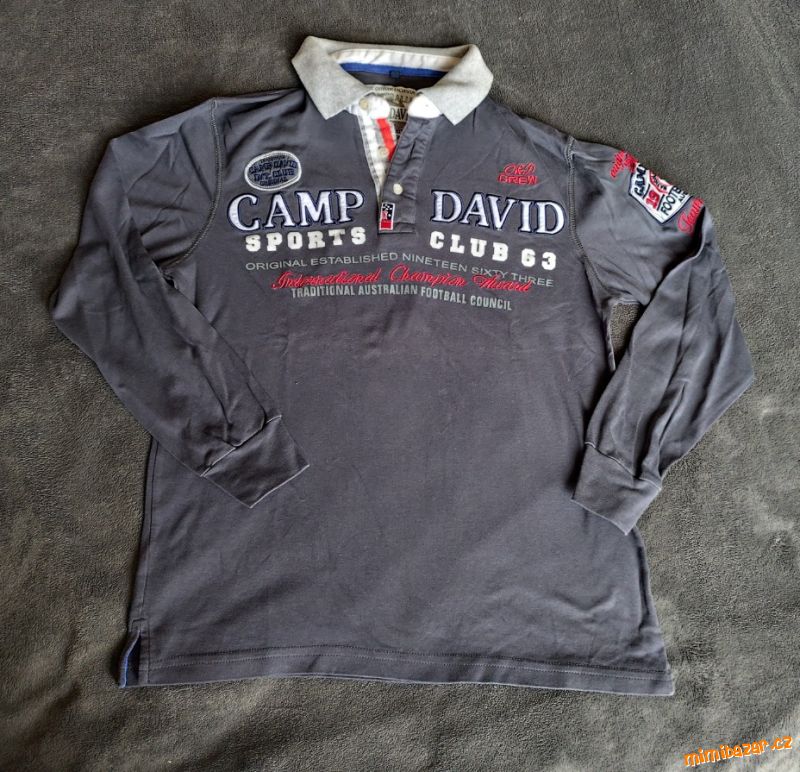 Šedé tričko s dlouhým rukávem Camp David vel. S