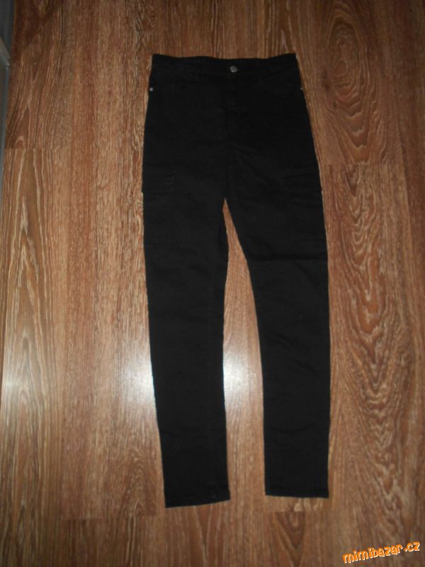 dívčí černé kapsáčové rifle džíny slimky H&M 170