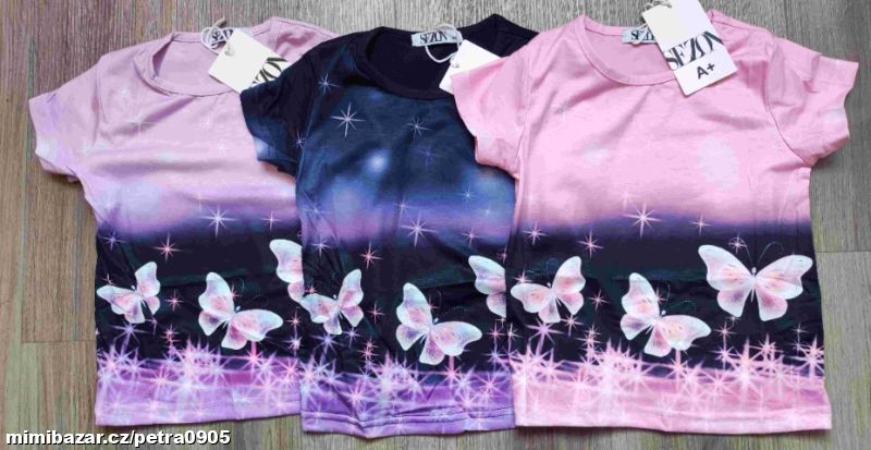 Dívčí triko s motýlky 98, 104, 110, 116, 122, 128