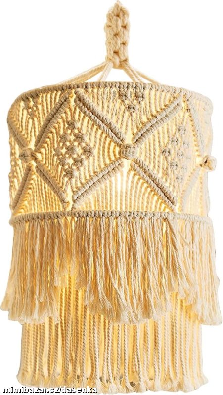 Boho bílé Makramé závěsné stínidlo, dekorace