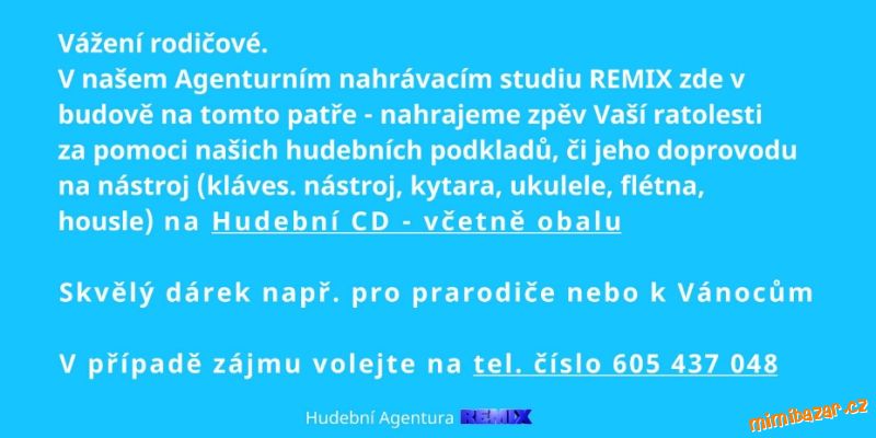 Nahrávání zpěvu a hud. nást.Vašich dětí ve Vsetíně