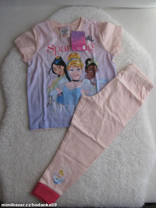 Krásné bavlněné růžové pyžamo s princeznami DISNEY