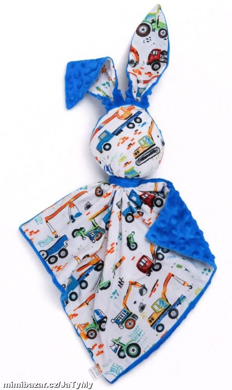 Usínnáček Zajíček minky- Staveniště/modrá, SKLADEM