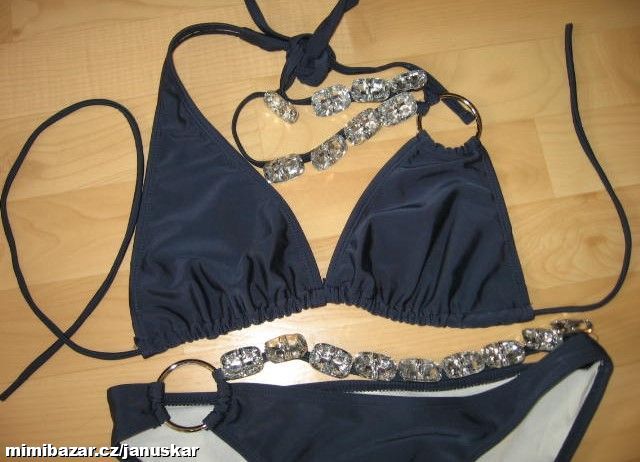 Dámské zdobené dvojdílné plavky / opalovačky modré