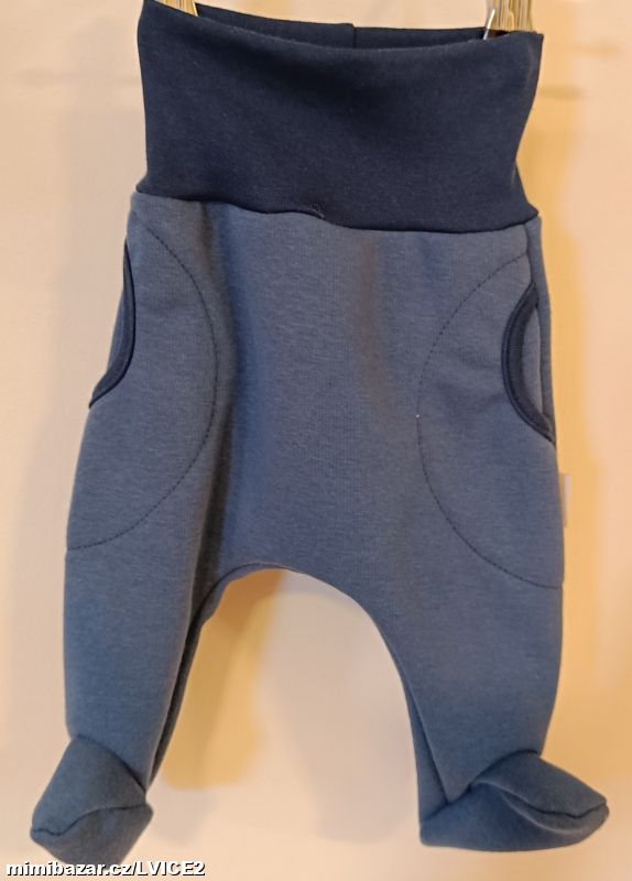 Kojenecké polodupačky bílé s chloupkem MODRÉ