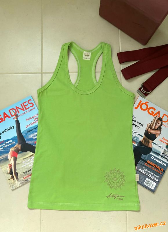 JÓGA nátělník tílko biobavlna S zelený