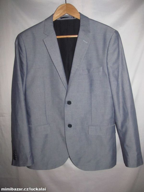 Šedo - modré pánské sako H&M slim fit