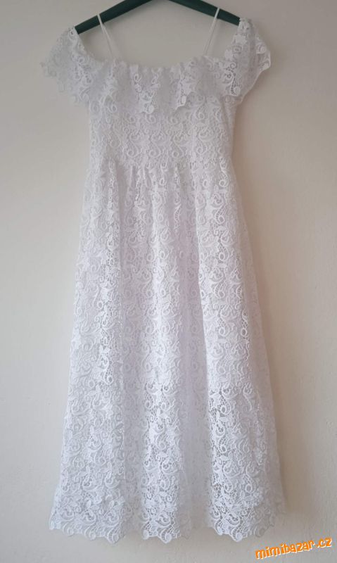 Letní bílé krajkové šaty carmen L 40 H&M