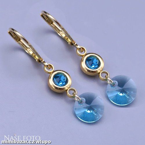 Zářivé pozl. náušnice Swarovski chir. ocel-SKLADEM