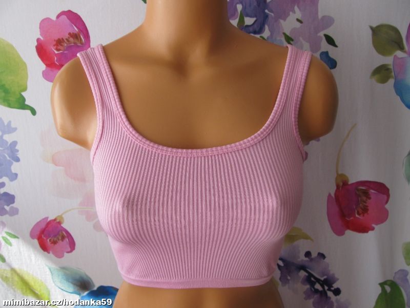 Dívčí, dámský růžový žebrovaný crop top