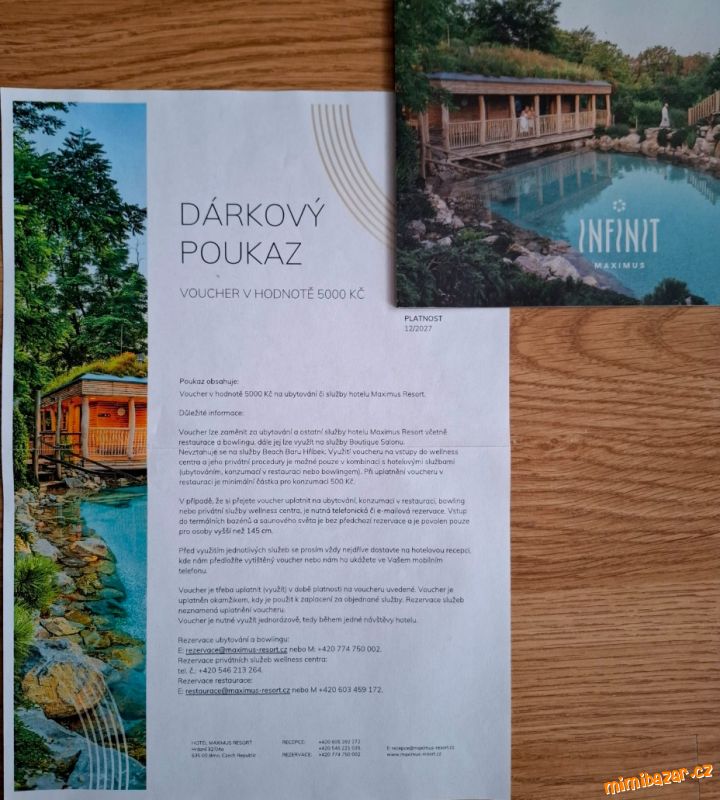 Voucher, dárkový poukaz Maximus Resor + t