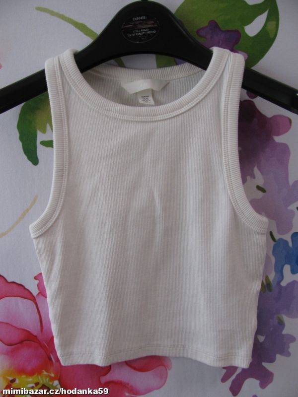 Bavlněné žebrované crop top tričko H&M