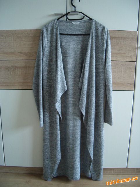 Dlouhý šedý slabší kardigan s rukávy vel. M