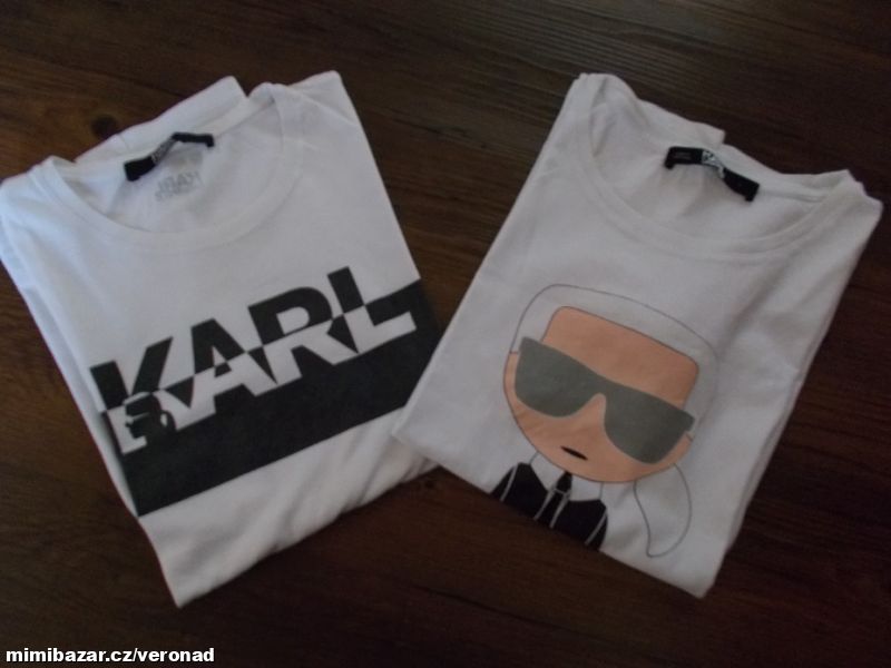 PĚKNÁ BÍLA TRIKA KARL LEGERFELD V, M TOP STAV