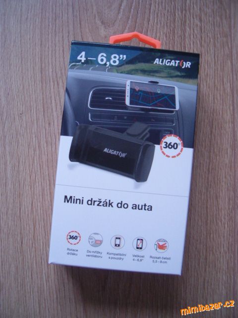 Černý mini držák na mobil do auta Aligator