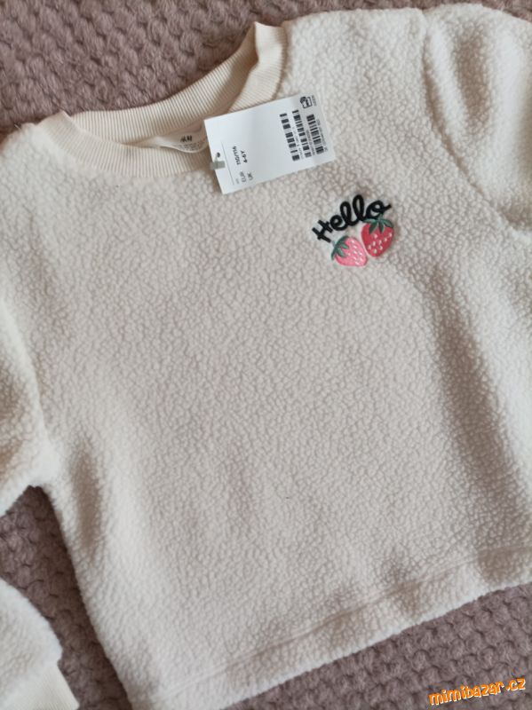**Dívčí plyšová mikina jahůdky H&M*vel.110/116**