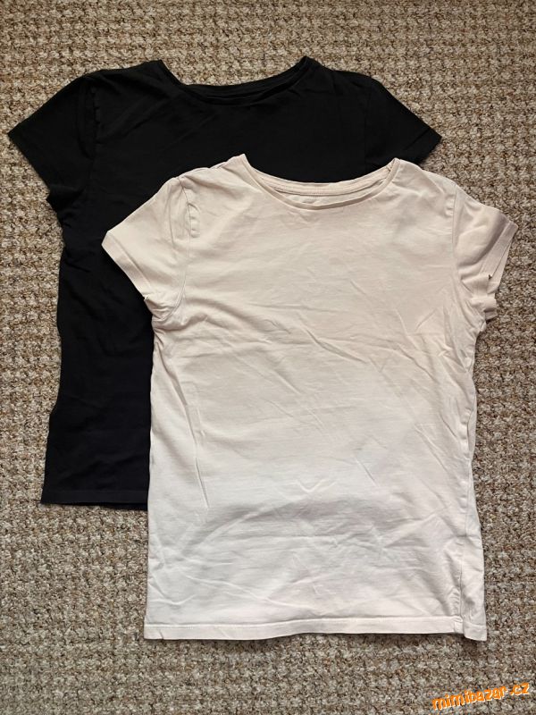 2x H&M krásné tričko, triko krémové a tmavě šedé