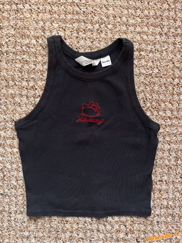 Tmavě šedé tílko, top, triko, tričko Hello Kitty