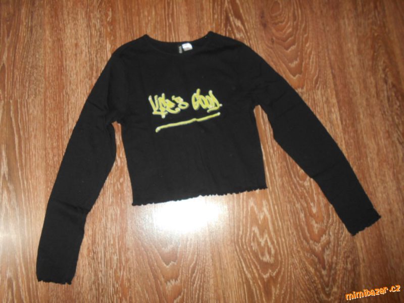 černé krátké tričko Life's good H&M M 170 158 