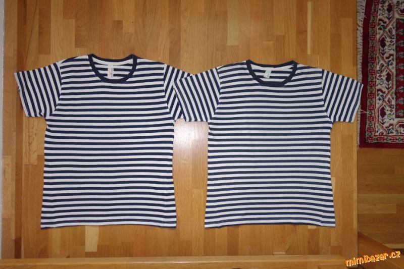 2x proužkované tričko pro dvojčata vel.146