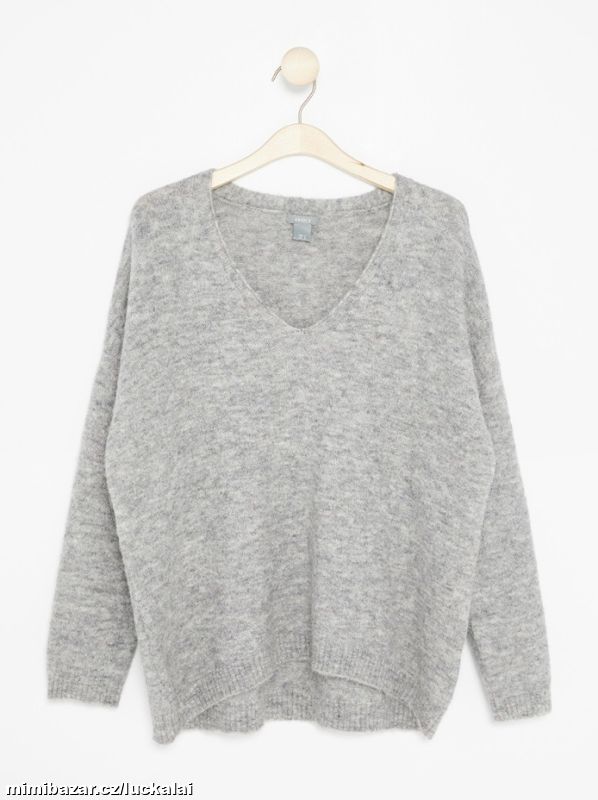 Šedý oversize svetr Premium- alpaca, vlna Lindex
