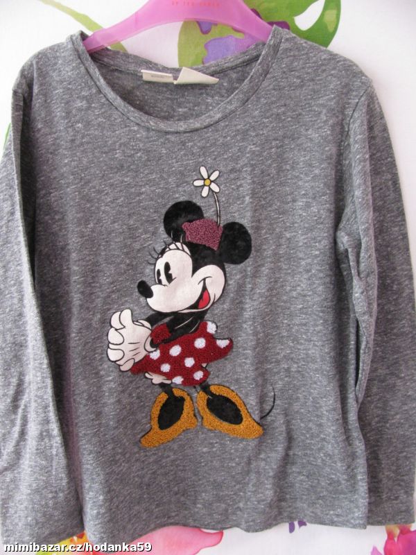 Šedé dívčí tričko s Minnie, ZARA