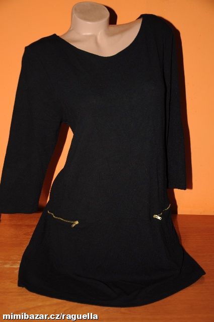 NÁDHERNÉ LUXUSNÍ ČERNÉ ŠATY SE ZIPY 44-46