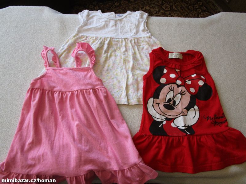 3x pěkné letní šatečky, vel. 80-86 (12-18 měsíců)