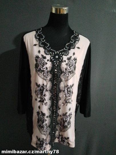 *** NÁDHERNÁ LUXUSNÍ TUNIKA S APLIKACÍ, 44/46 ***