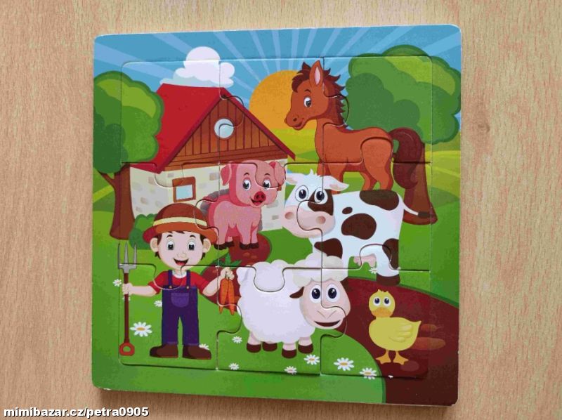 Dřevěné puzzle farma nové