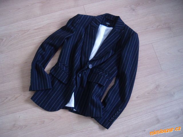 Černé společenské sako s proužky M&S vel. M/L