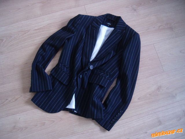 Černé společenské sako s proužky M&S vel. M/L