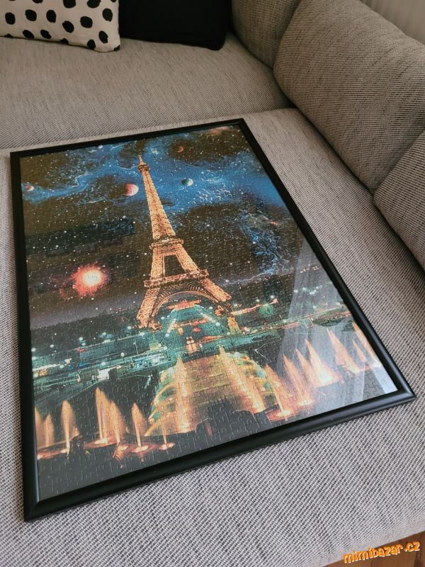 Obraz zaskleného puzzle s Eiffelovou věží